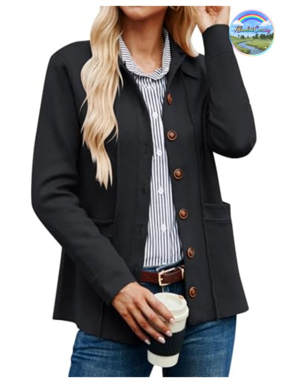 Casual Knit Cardigan Sweater for Women Long Sleeve Open Front